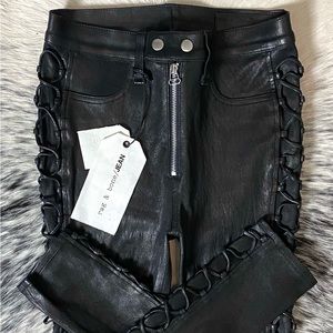 RAG & BONE “KIKU” SIDE-LACE HIGH-RISE LEATHER LEGGING, SZ 25 NWT!